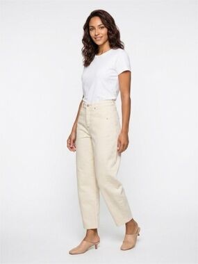 PARKE High Rise Barrel Jeans in Cream Size 25